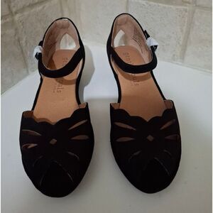 Kenneth Cole Gentle Souls Black Wedge Leather Sandals Size 5